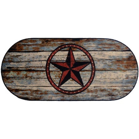 Sleep Ez 20 x 44 in. Oval Cozy Cabin Barn Star Printed Nylon Kitchen Mat & Rug SL2109870